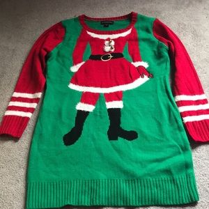 Juniors Mrs Claus Body Tunic Christmas Sweater